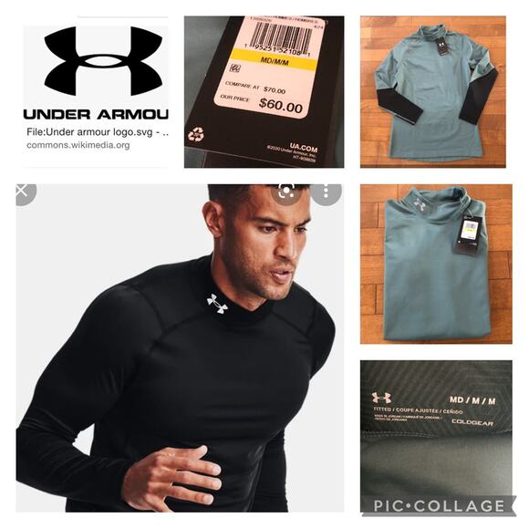 NWT Under Armour ColdGear® Compression Mock neck green & black size medium - Picture 1 of 12